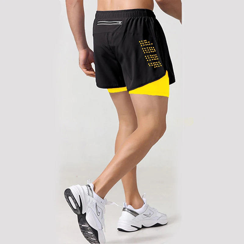 Running Shorts Sportswear 2 in 1 Training Short Pant Summer Double-deck Beach Homme Jogging Clothing Gym Sport Shorts Men