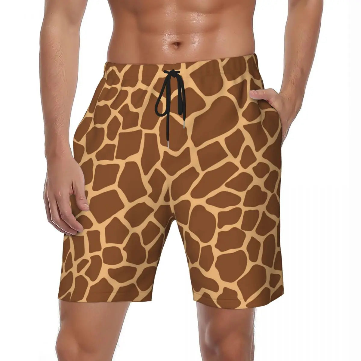 Rainbow Giraffe Board Shorts Summer Animal Print Board Short Pants Men Printed Running Surf Breathable Swim Trunks