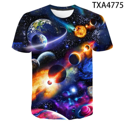 Cosmic Planet Space Galaxy 3d Printing Men's Ladies Children's Casual T-shirts Starry Cool Tops Fashion Street Light Sports
