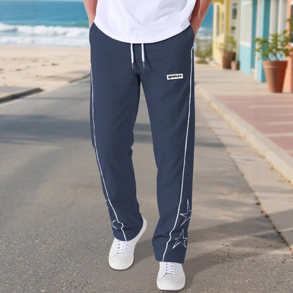 European American High Street Embroidered Pants for Men's Sports and Casual Trousers