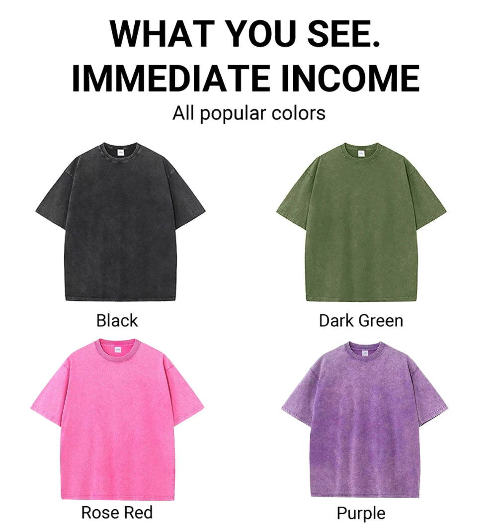 American Style Retro Heavyweight Solid Color Short Sleeved T-shirt Men Women Summer Street Trendy Washed Old Oversized Clothes