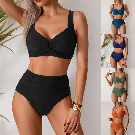 Women's Twist-Front High-Waisted Bikini Set