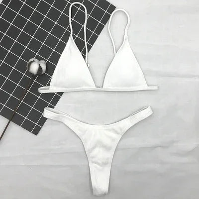 Black white solid color European and American bikini swimwear