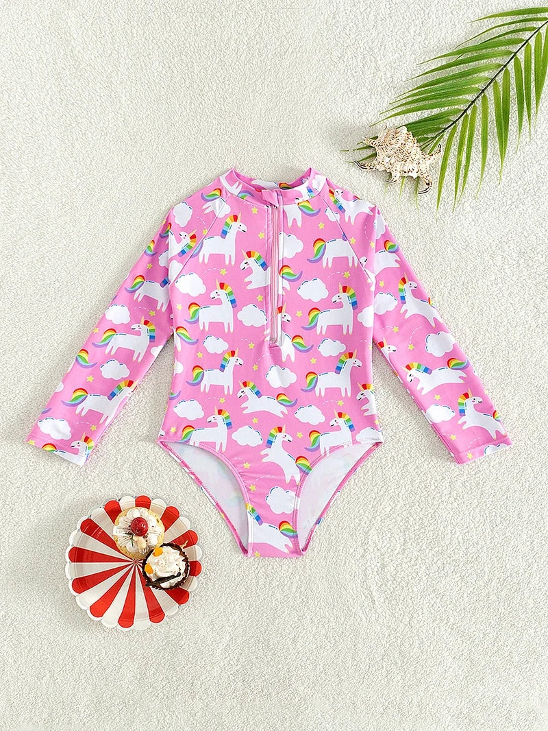 Swimsuits For Girls 2 Pieces Swim Suits Hot Springs Bathing Suit Sunblock Long Sleeve Shirt Girl Beachwear Kids Swimsuits 3-8Y