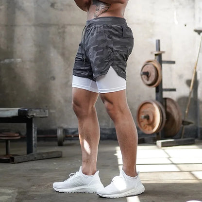Running Shorts Men 2 In 1 Quick Dry Gym Shorts Double Deck Training Short Pants Fitness Workout Sport Jogging Summer Men Shorts