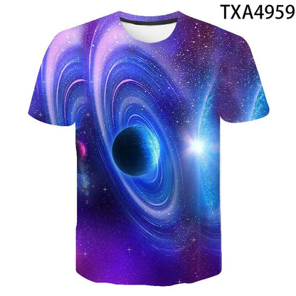Cosmic Planet Space Galaxy 3d Printing Men's Ladies Children's Casual T-shirts Starry Cool Tops Fashion Street Light Sports