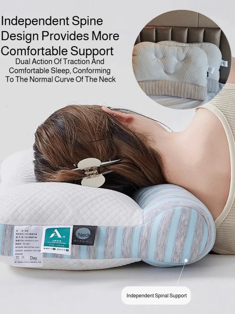 Adult Neck Pillow Feather Velvet Pillow Core Whole Head Traction Partition High Elastic Pillow Core Homestay Hotel Special Pillow