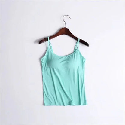 Cami Bra – Women's Camisole With Built In Padded Bra Vest Pink Top For Women Pajamas Home Wear