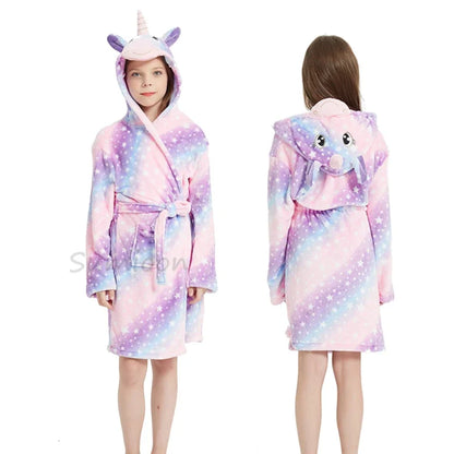 Children Bath Robe Baby Towel Children's Unicorn Hooded Bathrobes for Boys Girls