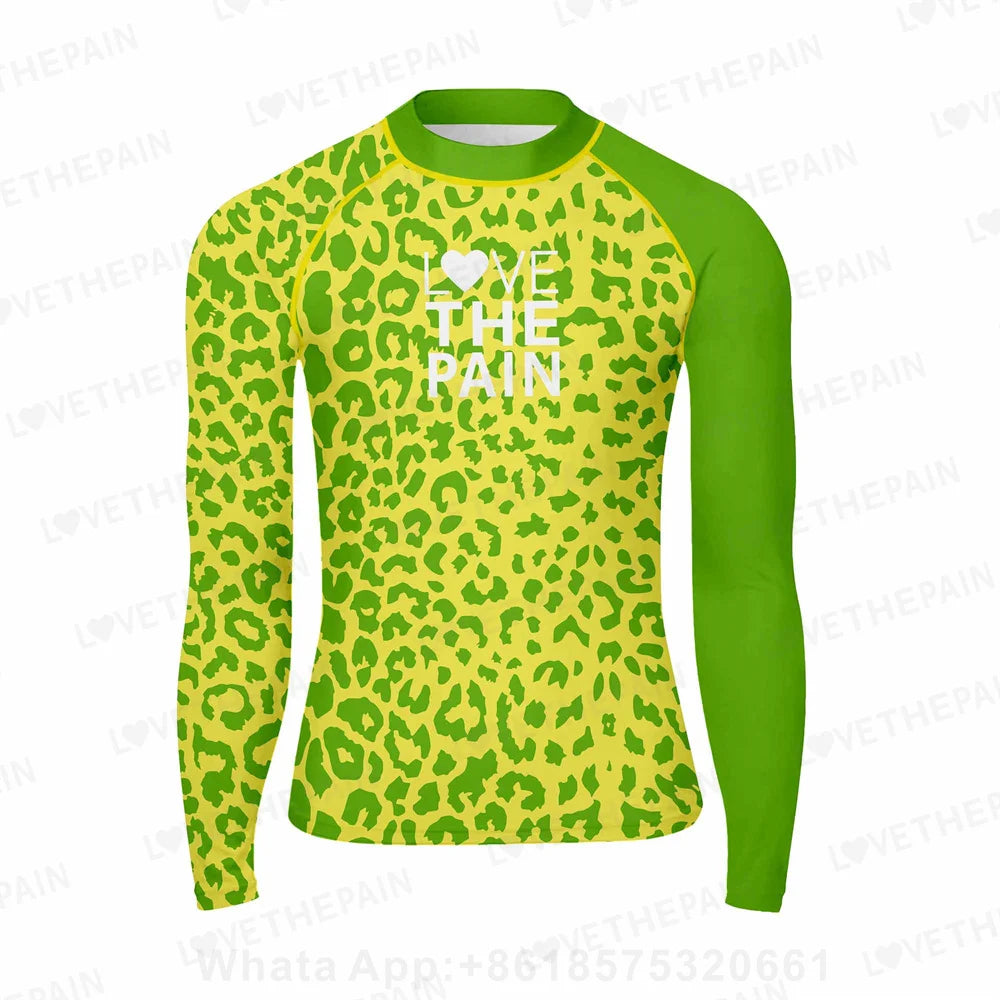Men's Rash Guards Swimsuit Long Surfing T-Shirt Print Swimming Clothes Elasticity Water Sports Beach UV Protection Swimwear
