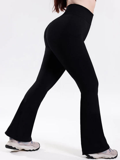 XL-4XL Plus Size Women's Super Soft High Waisted Flare Pants, Leggings Tummy Control Soft Bootleg Bell Bottoms Running