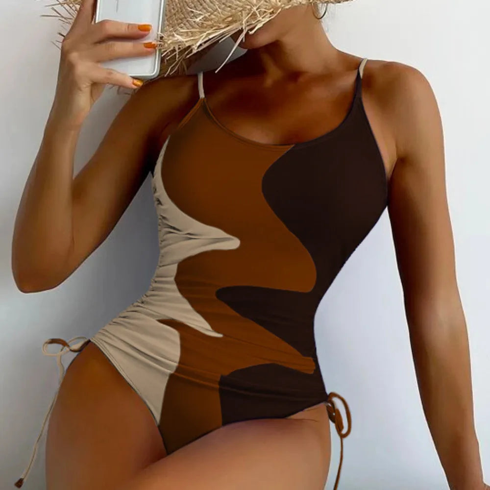 Summer Print One Piece Swimsuit Closed Women's Swimwear Push Up Swim Wear Beach Body Bathing Suit Beach Wear Pool Bather 2025