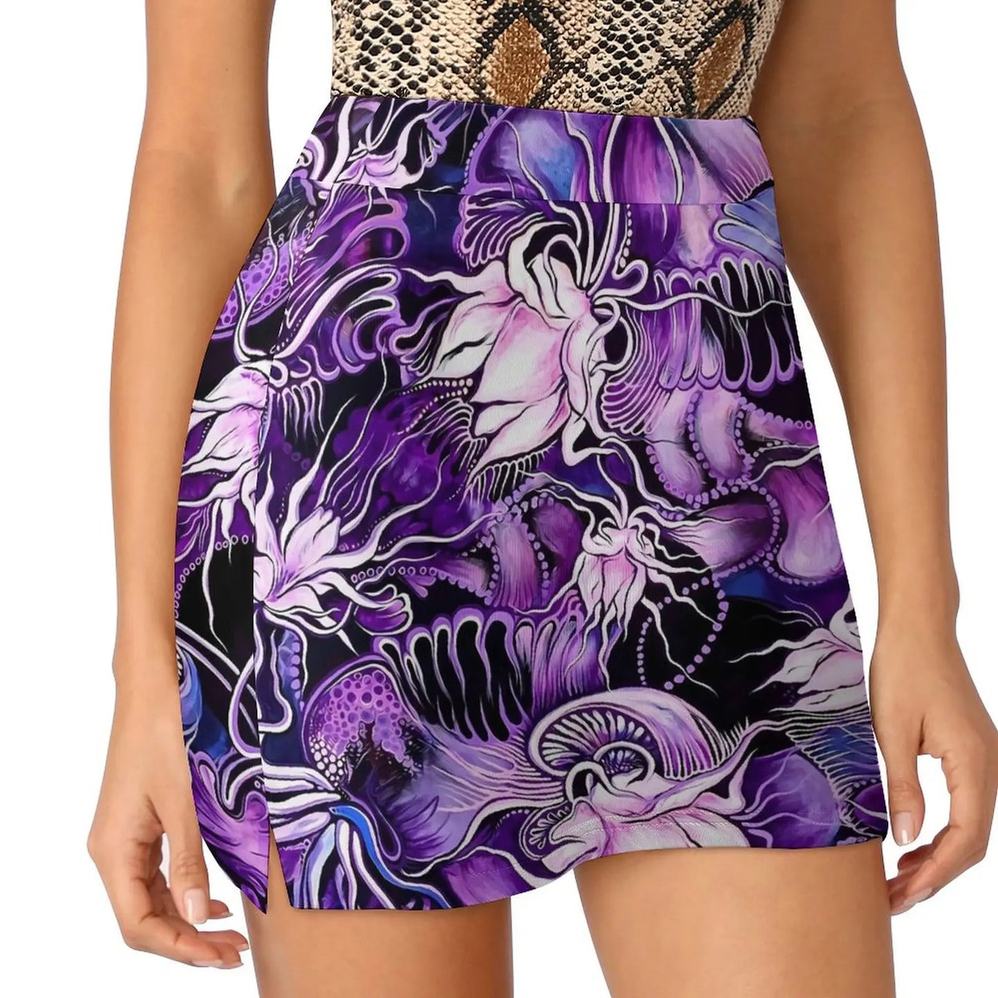 Lily Floral Tulips Skirt Summer Colorful Flowers Fashion Casual A-line Skirts Elegant Mini Skirt Woman Design Oversized Clothing