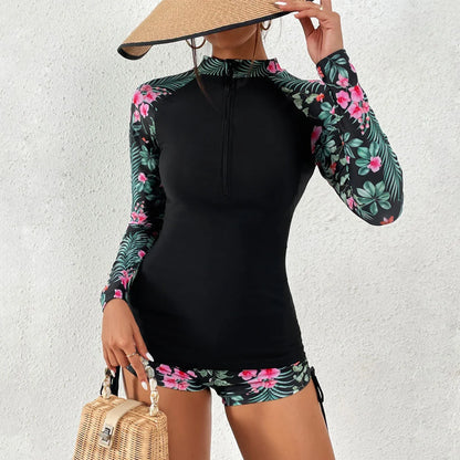Female Swimsuit With Long Sleeves Swimwear Sports Surfing Tankini Set Beachwear Two-Piece Bathing Suits Pool Women Swimming Suit