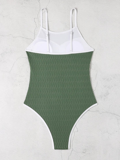 Solid Strapped Swimwear Women Push Up One Piece Swimsuit Monokini Backless High Cut Summer Bathing Suit