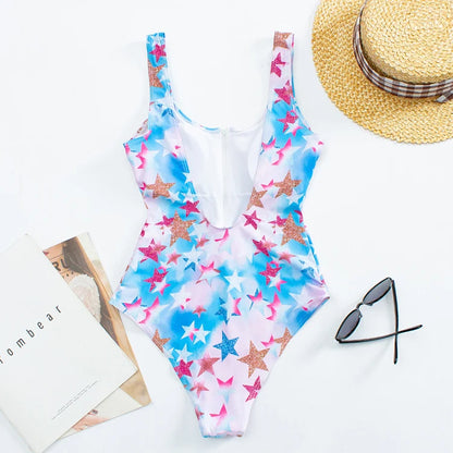 Multi Designs Color Printed Zipper Swimsuit One Piece Swimwear Women Floral Bathers Bathing Swimming Swim Suit Female Beachwear
