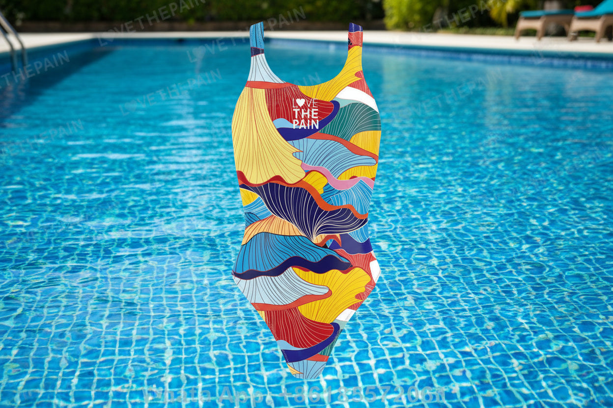 Women One-piece Swimsuit Printed Swimsuit Professional Team Swimming Pool Training Push Up Swimsuit