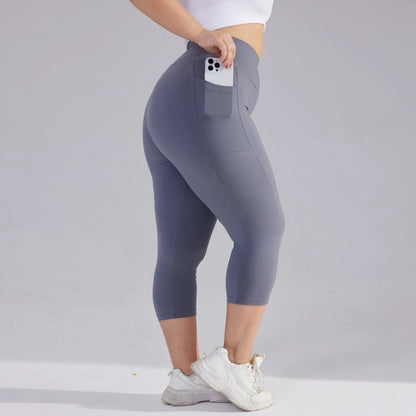 Plus size yoga pants for women Leggings fitness yoga pants with pocket summer sports cropped trousers