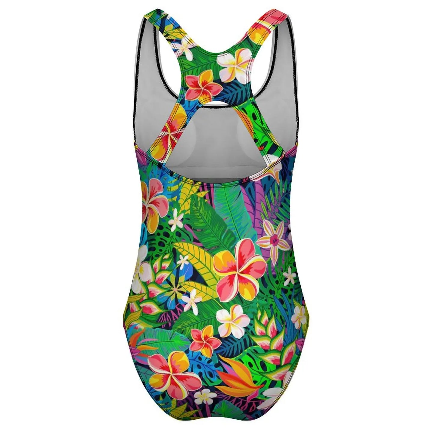 Tropical Floral Swimsuit Colorful Flowers One-Piece Swimwear Push Up Bodysuit Trend Sport Bathing Suit