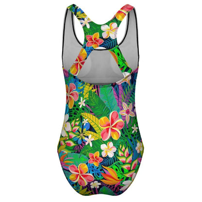 Tropical Floral Swimsuit Colorful Flowers One-Piece Swimwear Push Up Bodysuit Trend Sport Bathing Suit