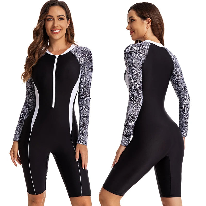Profession Diving Suit Women Jumpsuit One Piece Wetsuit Swimsuit Long Sleeve Swimwear Women Bathing Suit Surfing Swim Suits