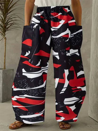 Women's Wide Leg Pants Christmas Tree Printed Trousers Women's Casual Christmas Gifts Elegant And Exquisite Pants