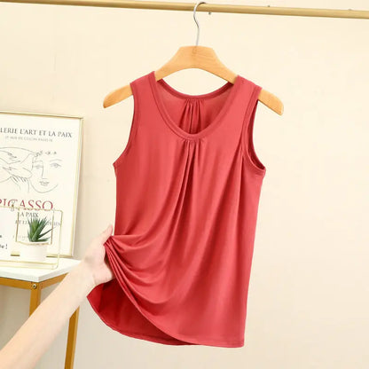 Large size Tank Tops Loose Folds Summer women Modal sleeveless Tshirts Solid color Homewear Top Bottoming Vest XL to 6XL