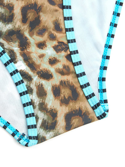 Large Plus Size Leopard String Bikini Two Piece High Waist Swimsuit Women Swimwear Female Bathing Suit Beachwear Swimming