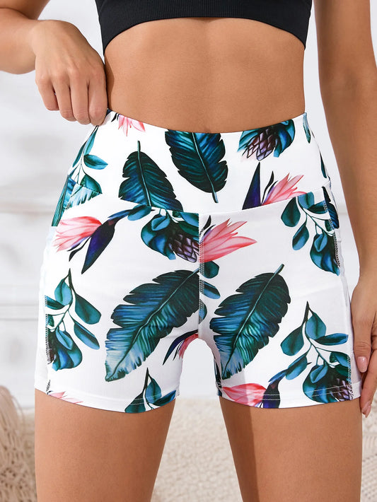Outdoor quick-drying yoga wear for sports, women's yoga cycling and running fitness pants, and printed yoga shorts
