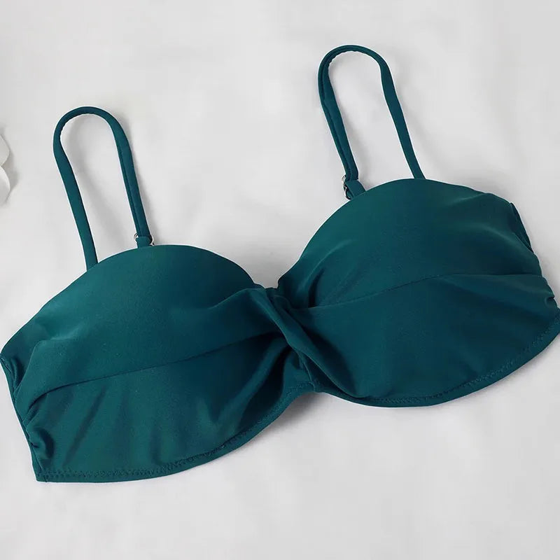 Two Pieces Swimsuits Women Bikini Set Beachwear Push Up Solid Summer Bathing Suit Triangle Bikini Swimwear Low Waist