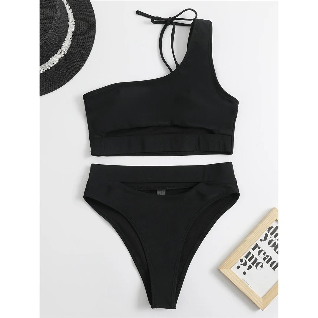 Tummy Cut out Female Swimsuit High Waist Bikini Women Swimwear Two-pieces Bikini set Bather Bathing Suit Swim Lady