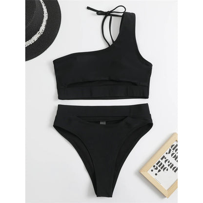 Tummy Cut out Female Swimsuit High Waist Bikini Women Swimwear Two-pieces Bikini set Bather Bathing Suit Swim Lady