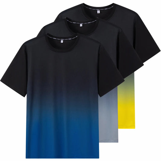 Men's Gradient T-shirt Plus Size 7XL 110-175KG Loose Short Sleeve Tees Men Fashion Round Collar Leisure Oversized Tops