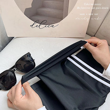 Women Shark Running Short Leggings Summer Side Stripe Sports Biker Shorts High Waist Skinny Seamless Bicycle Shorts