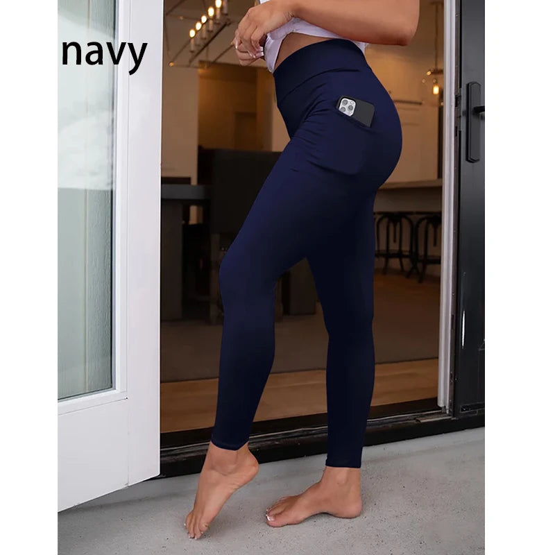 High Quality Women Elastic Pocket Pants Fashion High Waist 3D Printing Stretch Fitness Girls Leggings