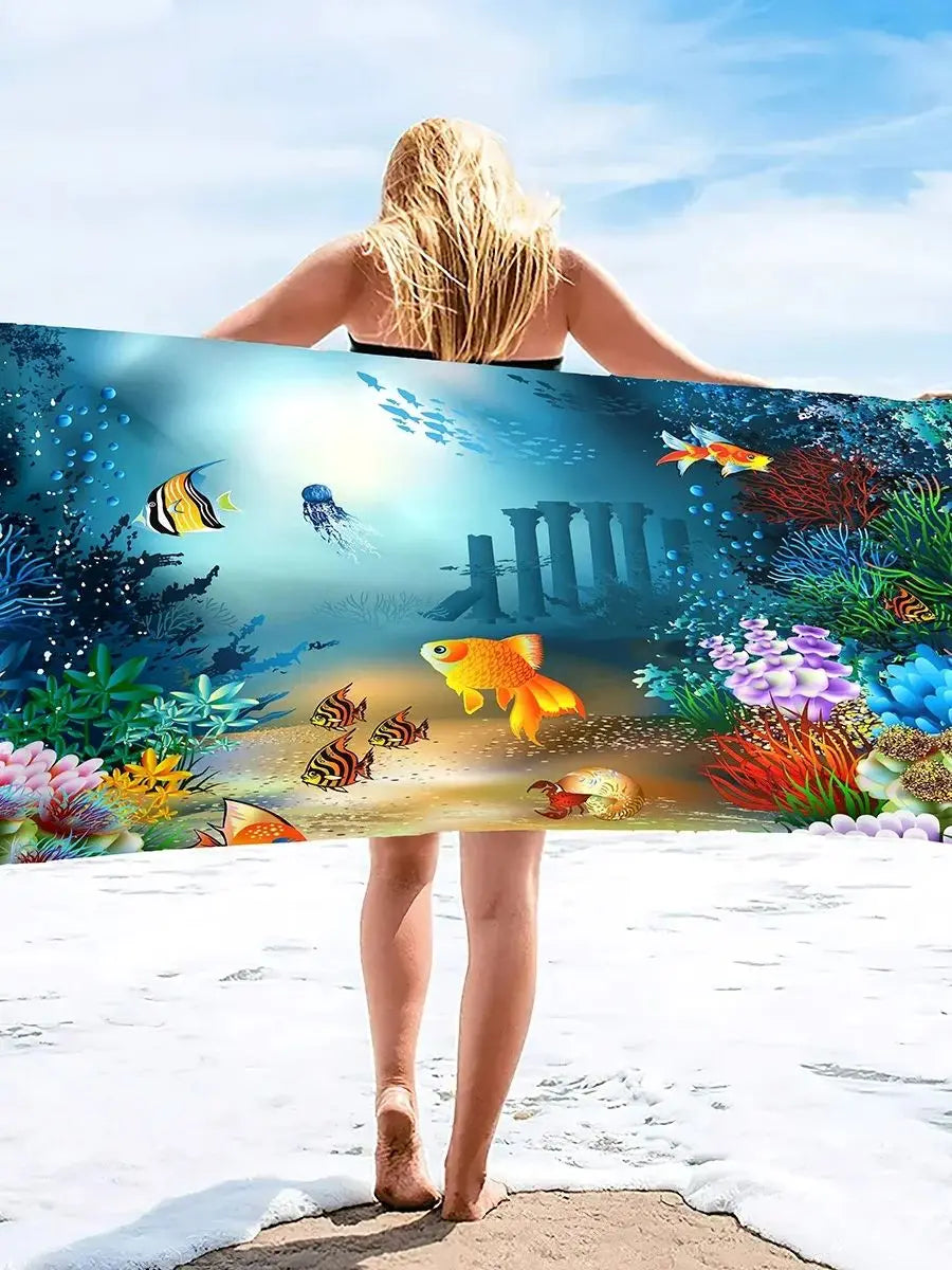 Sea Beach Towel for Kids, Girl, Boys, Men, Women, Turtle Bath Print Pool Super Soft Plush