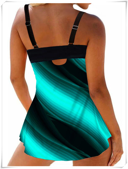 Floral Printed Tankini Two Piece Swimsuit Women Strap Swimwear Female Sports Summer Shorts Bathing Swimming Suit Beachwear