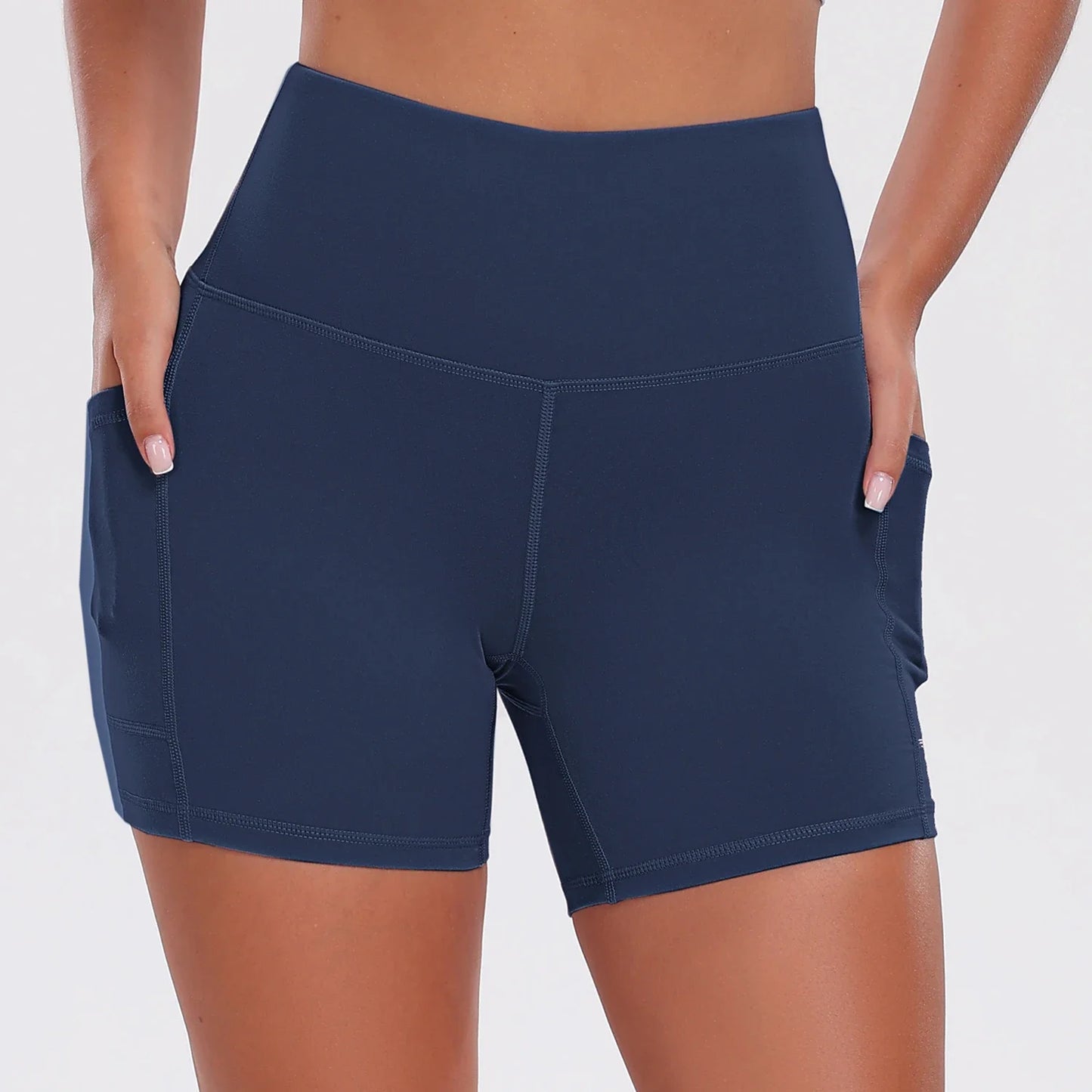 Women Shorts with Pockets Tummy Control Butt Lifting Cycling Tights Stretchy Slim Gym Sports Shorts Summer Casual Wear