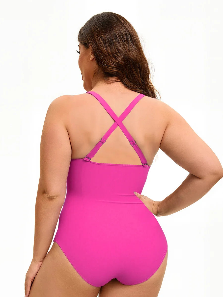 Plus Size Sport Swimsuit - Women's Backless One Piece Swimsuit Bathers Pool beach