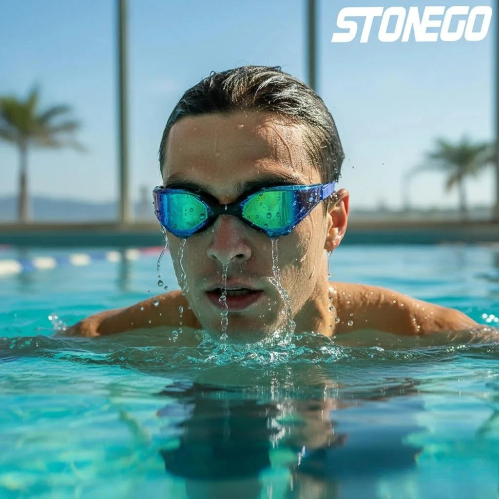 HD Anti Fog Swim Goggles Wide Angle Lens Comfortable Fit Adjustable Nose Bridge Stylish Design for Swimming Sports