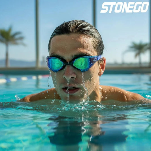 HD Anti Fog Swim Goggles Wide Angle Lens Comfortable Fit Adjustable Nose Bridge Stylish Design for Swimming Sports