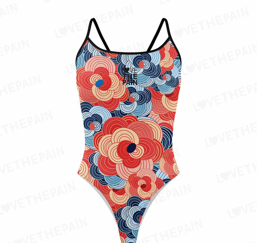 Love The Pain Spaghetti straps Women Swimwear Back Swimsuit One Piece Comfortable Suit printing Functional Swimwear