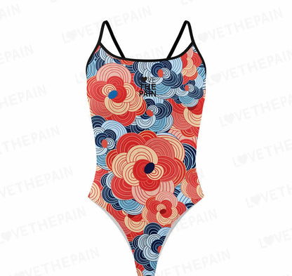 Love The Pain Spaghetti straps Women Swimwear Back Swimsuit One Piece Comfortable Suit printing Functional Swimwear
