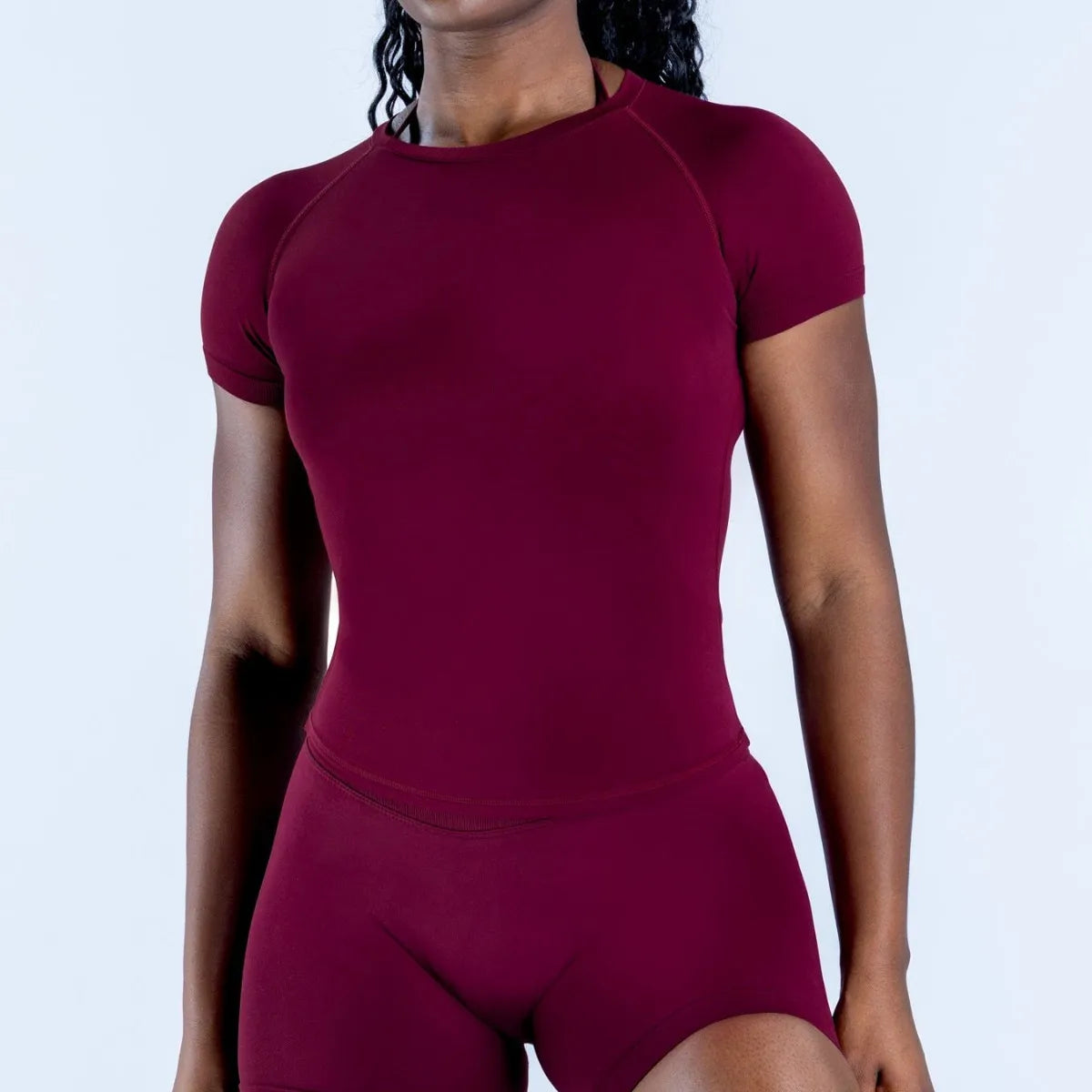 2PCS D-impact Women Short Sleeve Yoga Set High Waist Scrunch Workout Pant T-Shirt Fitness Gym Sculpting Legging Activewear