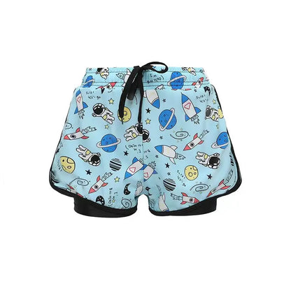 Children's Swim Trunks, Youth Boys, Middle and Teenage Kids, Double Layer Swim Shorts, Summer Cartoon Beach Boxer, Full Set