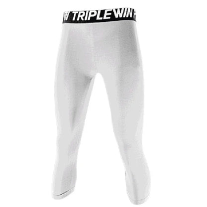 Men GYM Capri Running Tights Pants Kid Children Basketball Football Soccer Fitness Exercise Sport 3/4 Cropped Legging Shorts J12