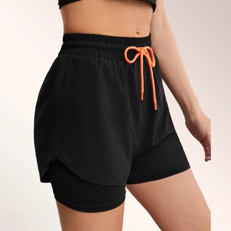 Outdoor Sports Shorts Anti Walking Light Speed Dry and Fake Two Piece Hip Lifting Shaping Drawstring Three Part Fitness Sports Pants