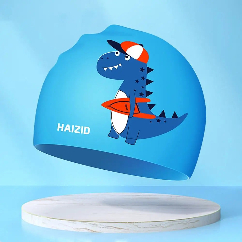 Lightweight Waterproof Children Swimming Cap Silicone Cartoon Kid Swimming Hat Protect Ears Animal Bathing Hats Cap Swimming Pool