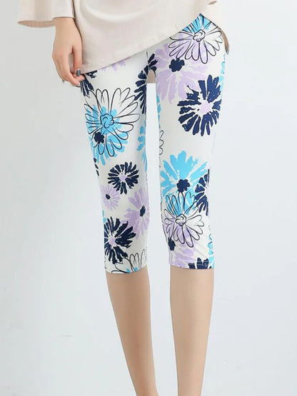 Workout Leggings Print Capris Women Push Up High Waist Pants Sportswear Short Trousers Black Fitness Legging