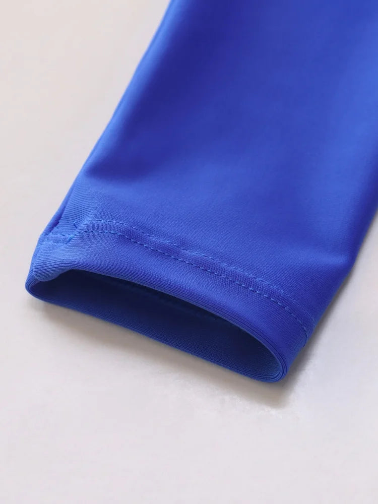 Boy Kids Swimsuit Blue Cartoon Shark Long Sleeve Children Swimwear Summer Split 2 Piece Beachwear Bathing Suit Swimming